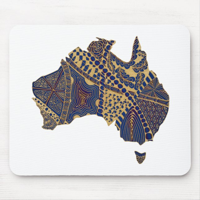 Australia Map Tan-Blue-Red Mouse Pad (Front)