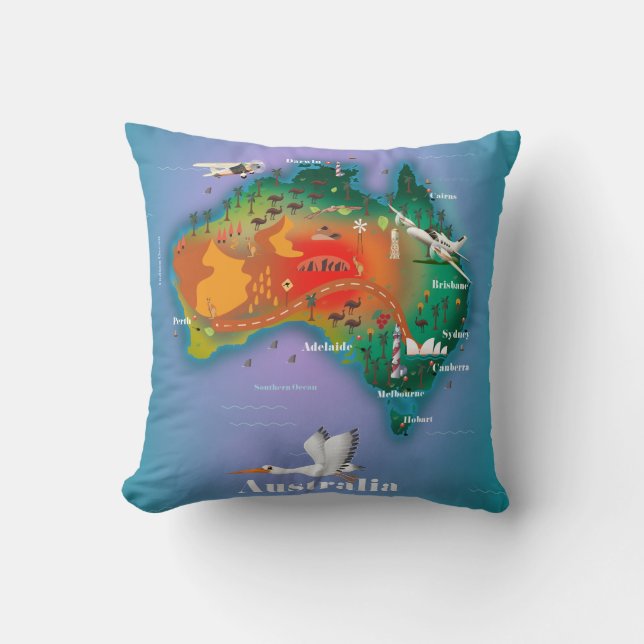 Australia Map Travel poster Cushion (Front)