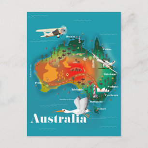 Australia Map Travel poster Postcard