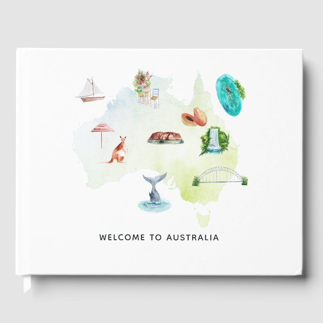 Australia Map Welcome Guest Book (Front)