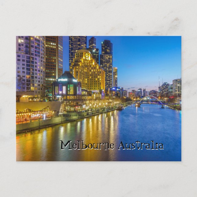 Australia Melbourne night time river image Postcard (Front)