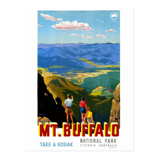 Australia Mt. Buffalo Vintage Travel Poster Postcard