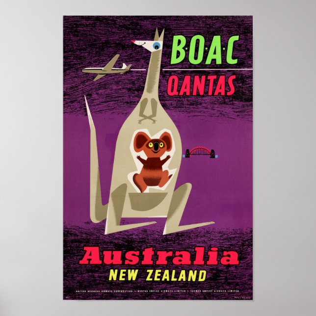 Australia New Zealand Vintage Poster Restored (Front)