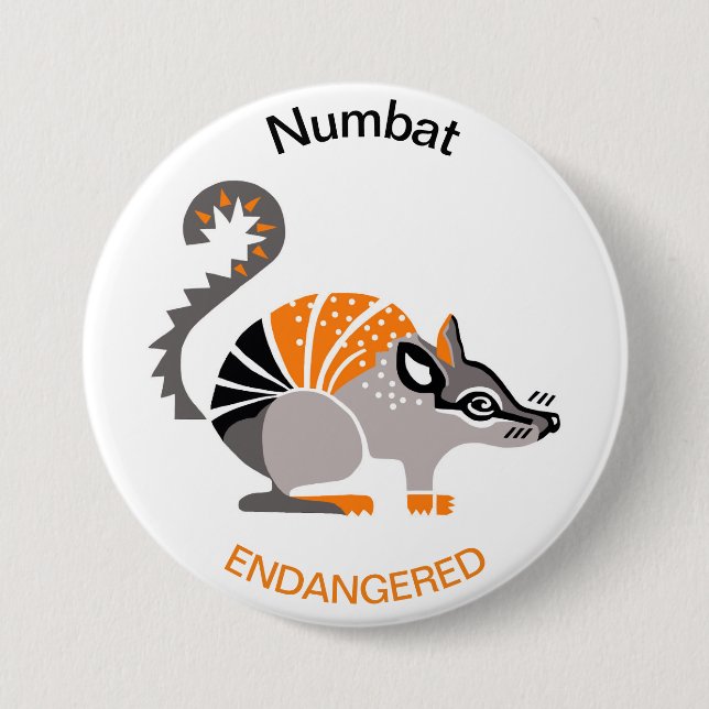 Australia -  NUMBAT - Endangered animal graphic 7.5 Cm Round Badge (Front)