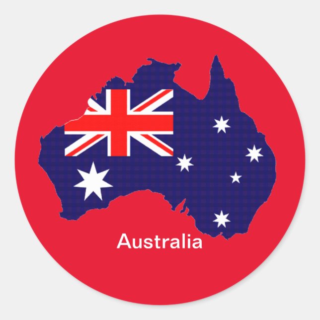 Australia outline and flag classic round sticker (Front)