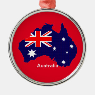 Australia outline and flag metal ornament