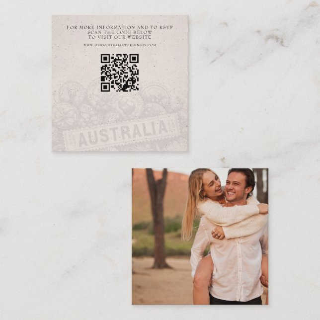 Australia Passport Wedding QR Enclosure Card (Front/Back)