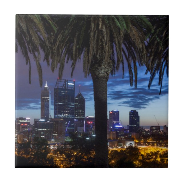 Australia, Perth, city skyline from Kings Park 2 Ceramic Tile (Front)