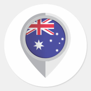 Australia Pin Location Flag Classic Round Sticker
