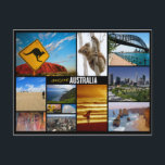 australia postcard<br><div class="desc">Postcard of Australia - includes images of Ayers Rock,  Sydney Harbour Bridge,  Twelve Apostles,  Perth,  and Melbourne.</div>