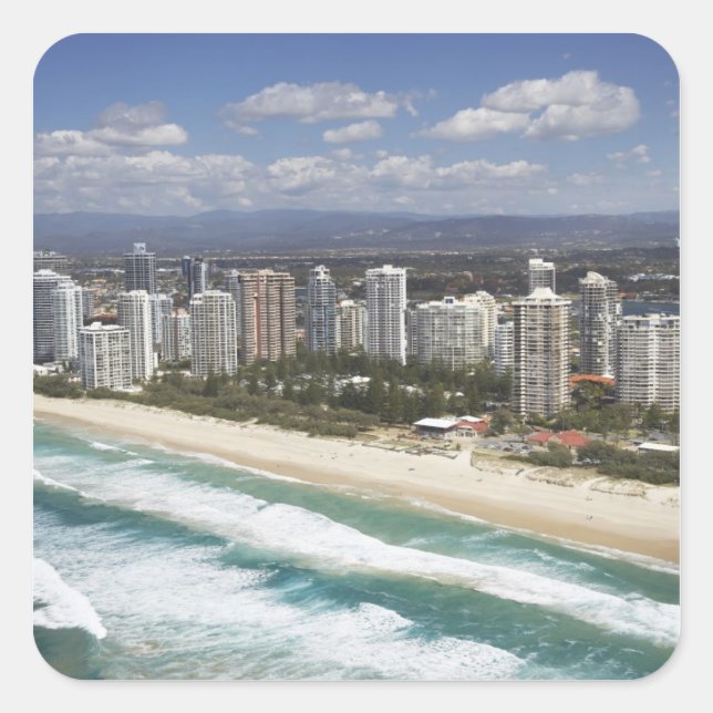 Australia, Queensland, Gold Coast, Main Beach - Square Sticker (Front)