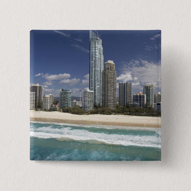 Australia, Queensland, Gold Coast, Surfers 15 Cm Square Badge (Front)