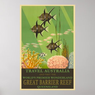 Australia Queensland, Great Barrier Reef Travel Poster