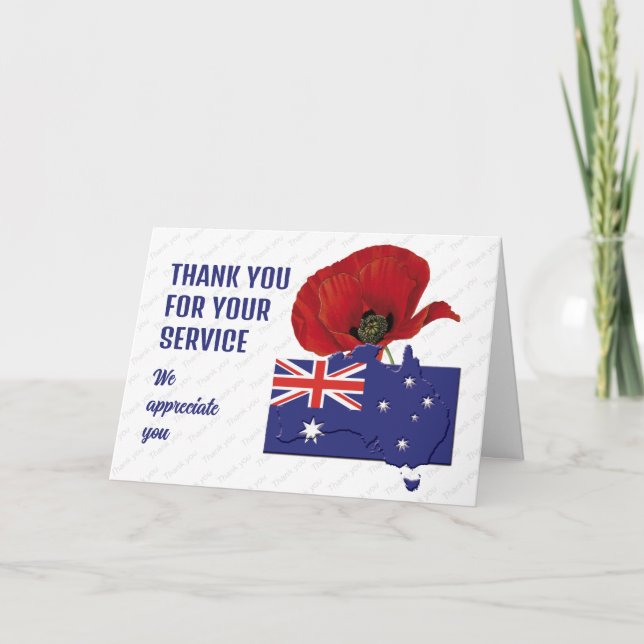 Australia Remembrance Day VETERANS Thank You Card (Front)