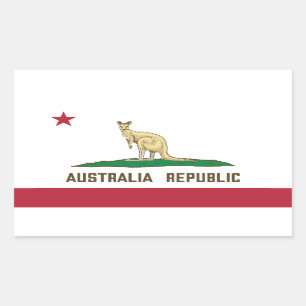 Australia Republic California Flag Kangaroo Rectangular Sticker