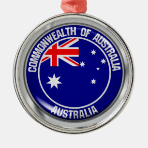 Australia Round Emblem Metal Ornament