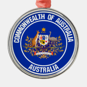 Australia Round Emblem Metal Ornament