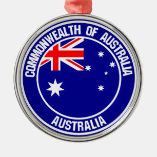 Australia Round Emblem Metal Ornament