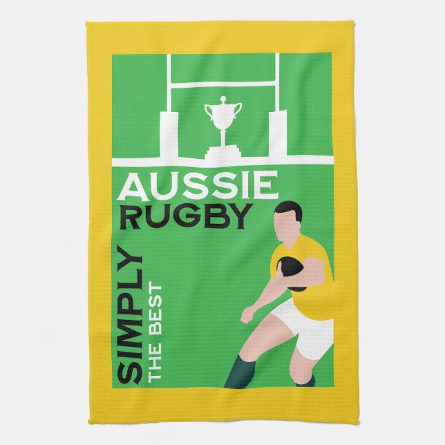 Australia Rugby Player Tea Towel (Vertical)