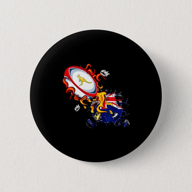 Australia Rugby, Wallabies Rugby Jersey, Australia 6 Cm Round Badge (Front)