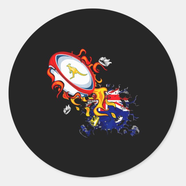 Australia Rugby, Wallabies Rugby Jersey, Australia Classic Round Sticker (Front)