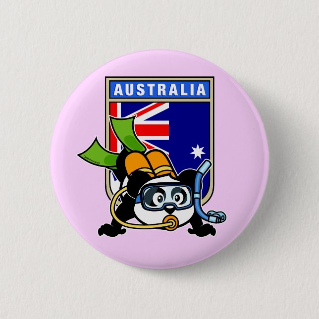 Australia Scuba Diving Panda 6 Cm Round Badge (Front)