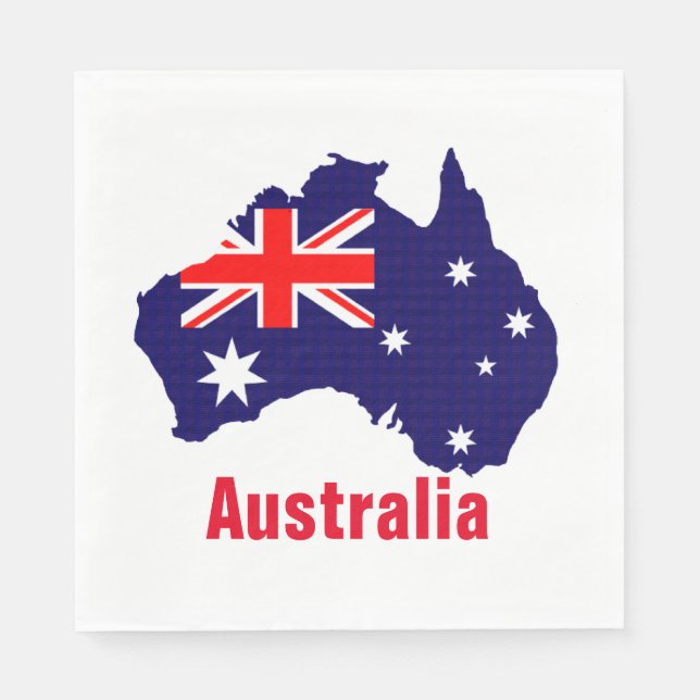 Australia silhouette, labelled, napkin (Front)