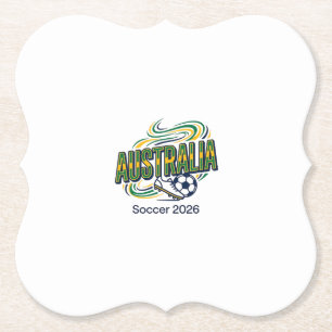 Australia Soccer 2026 Soccer Bold Country Typograp Paper Coaster
