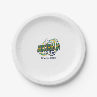 Australia Soccer 2026 Soccer Bold Country Typograp Paper Plate