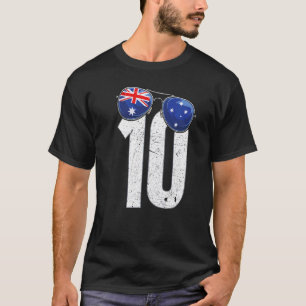 Australia Soccer Player Number 10 Australian Flag T-Shirt