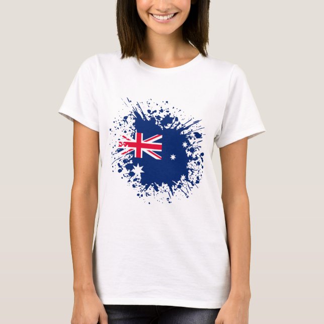 Australia Souvenir Landmark, Australia Flag Travel T-Shirt (Front)