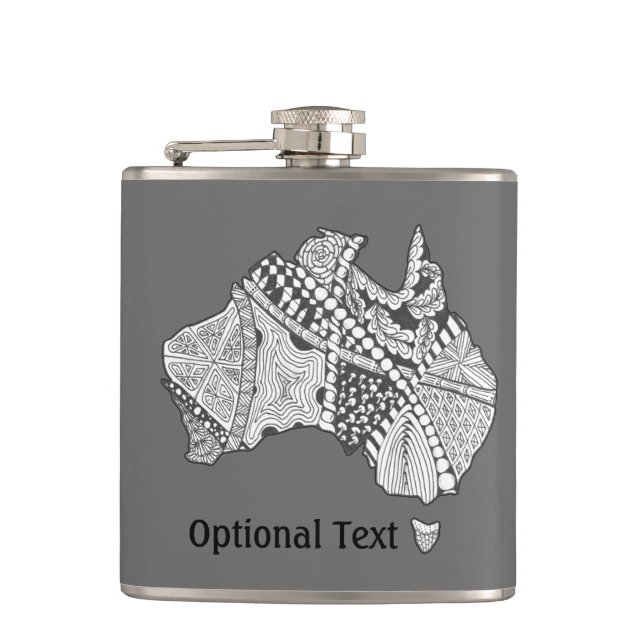 Australia Souvenir Map Art Hip Flask (Front)