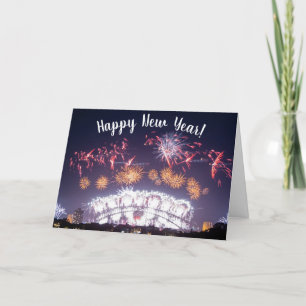 Australia Sydney Harbour Bridge Fireworks NYE Holiday Card