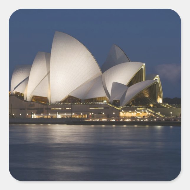 Australia, Sydney. Opera House at night on Square Sticker (Front)