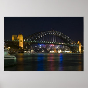 Australia, Sydney. Sydney harbor at night. Poster