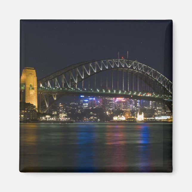 Australia, Sydney. Sydney harbour at night. Magnet (Front)