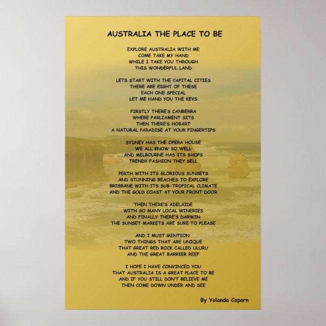 Australia the Place to Be Poster (Front)