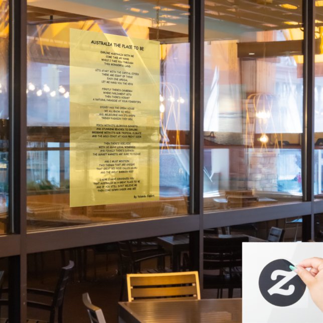 Australia the Place to Be Window Cling (Restaurant Window)