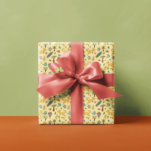 Australia Themed Pattern Yellow Wrapping Paper