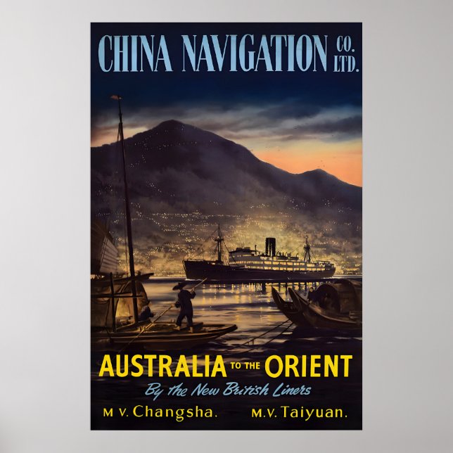 Australia to Orient Steam Ship Lines Poster (Front)