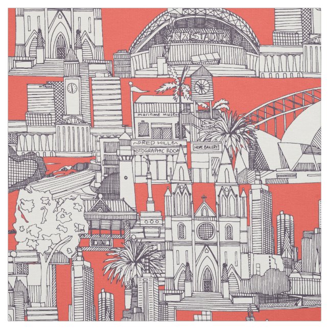 Australia toile de jouy mulberry red fabric (Swatch)