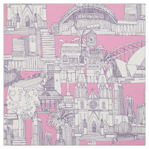 Australia toile de jouy violet pastel magenta fabric