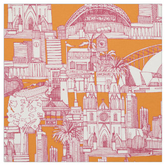Australia toile de jouy viva magenta satsuma fabric