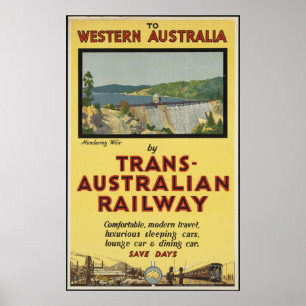 Australia Train Vintage Travel Poster Ad Retro