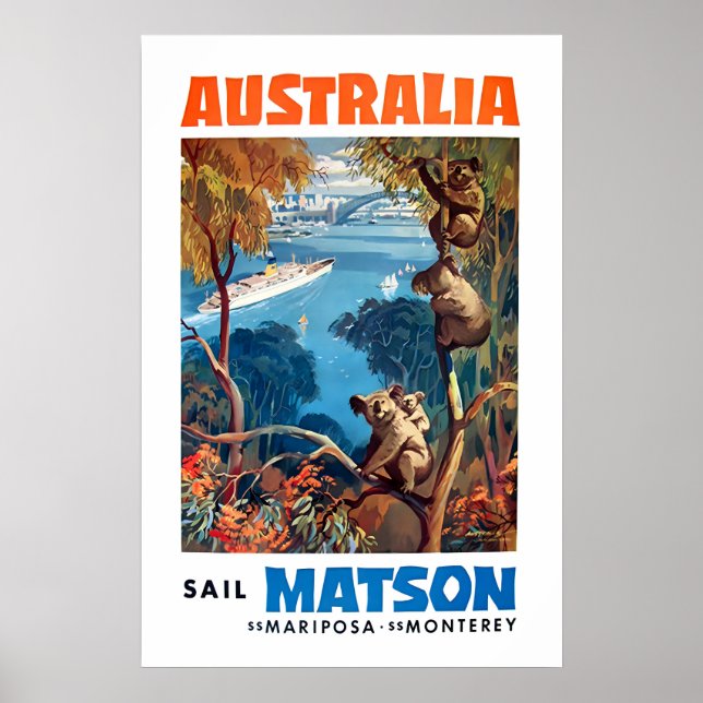 Australia Travel Poster Australian Art Matson (Front)