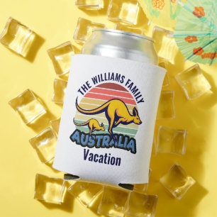 Australia Trip Cute Kangaroo Sunset Custom Can Cooler