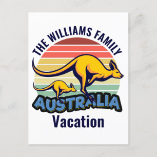 Australia Trip Cute Kangaroo Sunset Custom Postcard