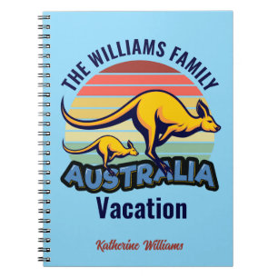 Australia Trip Cute Kangaroo Sunset Custom Travel Notebook