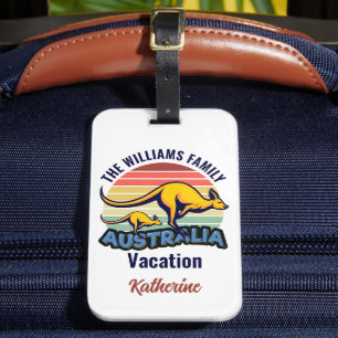 Australia Trip Cute Kangaroo Sunset Customized Luggage Tag