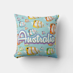 Australia Tropical fish travel poster Cushion